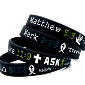 Christian Scripture Silicone Bracelet – Bible Verses from Matthew, Mark, Luke, John | Inspirational Wristband