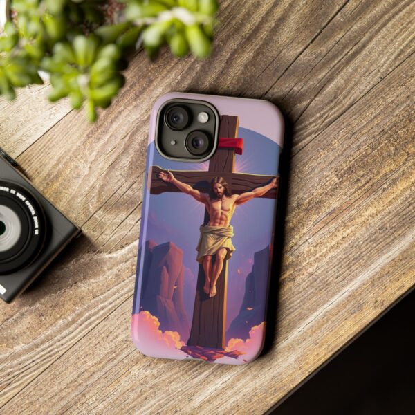 Exclusive iPhone 15 Jesus on the Cross Glossy Tough Case – FaithfulShine Exclusive - Image 3