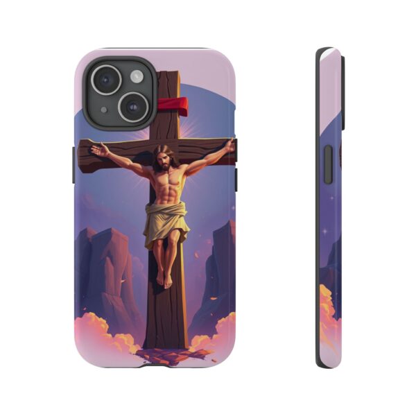 Exclusive iPhone 15 Jesus on the Cross Glossy Tough Case – FaithfulShine Exclusive