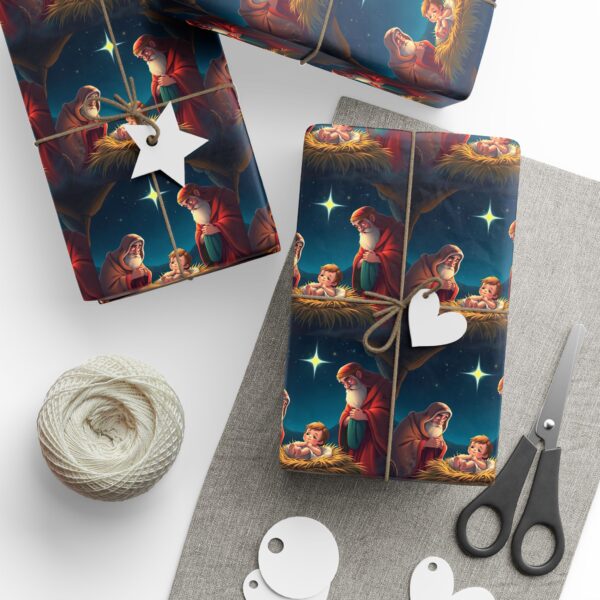 Custom Christmas Wrapping Paper with Baby Jesus Design - Image 3