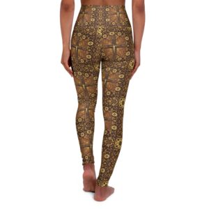 Jesus Cross Gold Pattern High-Waisted Yoga Leggings – Stylish Christian Athleisure