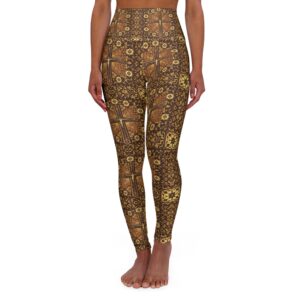 Jesus Cross Gold Pattern High-Waisted Yoga Leggings – Stylish Christian Athleisure