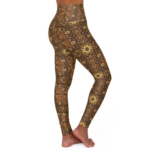 Jesus Cross Gold Pattern High-Waisted Yoga Leggings – Stylish Christian Athleisure - Image 4